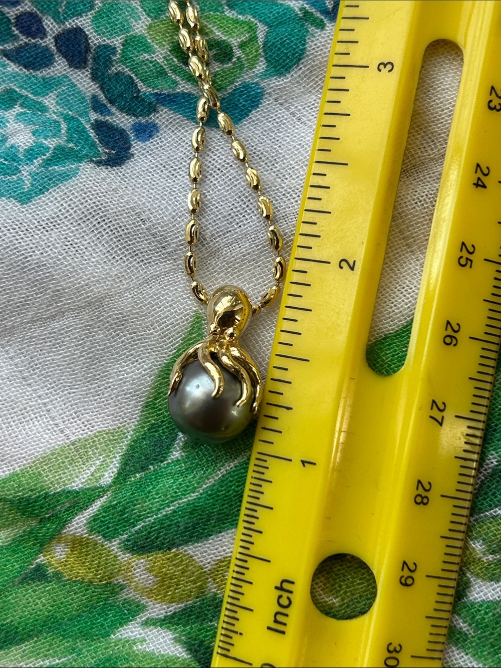 14k Gold Octopus Pendant Tahitian Pearl - Picture 6 of 6